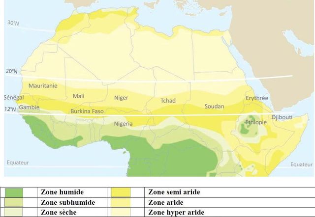 Carte de l'Afrique : la bande du Sahel